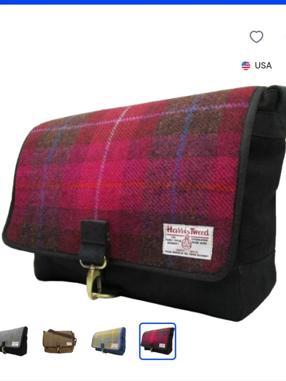 Harris Tweed Authentic Premium Shoulder Strap Despatch Bag NWT